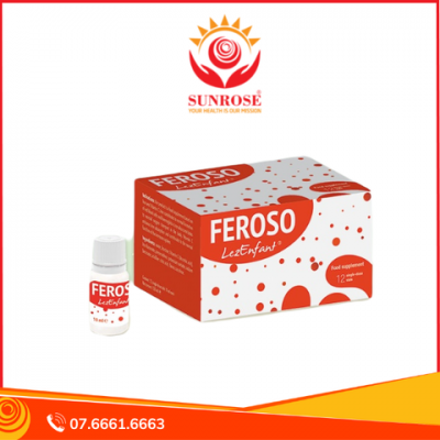 FEROSO LEZENFANT TP BVSK Cung Cấp Sắt Và Vitamin C, Giúp Phòng Ngừa Thiếu Máu Do Thiếu Sắt Chuẩn San Marino Hộp 12 Lọ