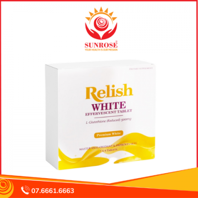 RELISH WHITE viên sủi Tpbvsk - Sáng Da Thế Hệ Mới, Hàng Chuẩn India, Hộp/28 Viên