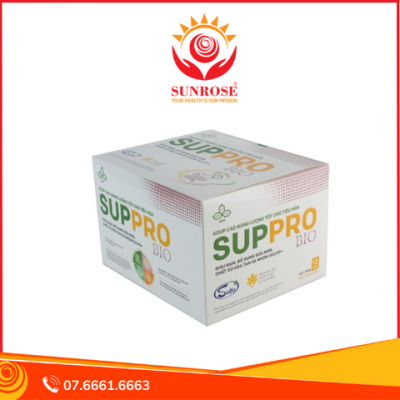 SUPPRO BIO gói uống Tpbvsk - Dinh Dưỡng Cao Năng Lượng, Giàu Đạm, hổ trợ táo bón, đầy hơi, Vị Gạo Sữa, Xuất xứ Việt Nam, 12 gói/Hộp